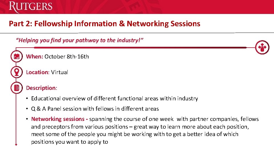 Part 2: Fellowship Information & Networking Sessions “Helping you find your pathway to the