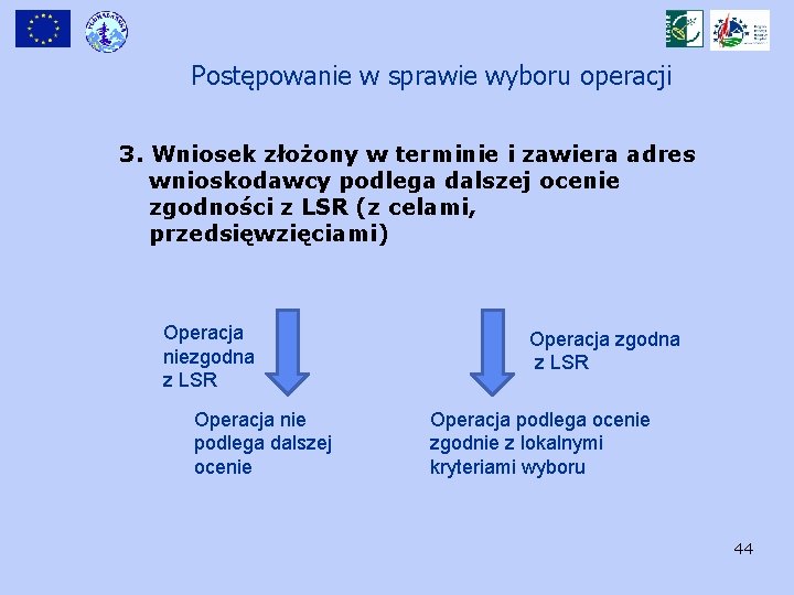 Postępowanie w sprawie wyboru operacji 3. Wniosek złożony w terminie i zawiera adres wnioskodawcy