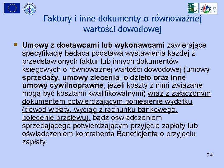 Faktury i inne dokumenty o równoważnej wartości dowodowej § Umowy z dostawcami lub wykonawcami