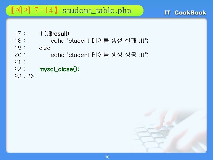 Section 7 -14】student_table. php 01 【예제 02 17 18 19 20 21 22 23