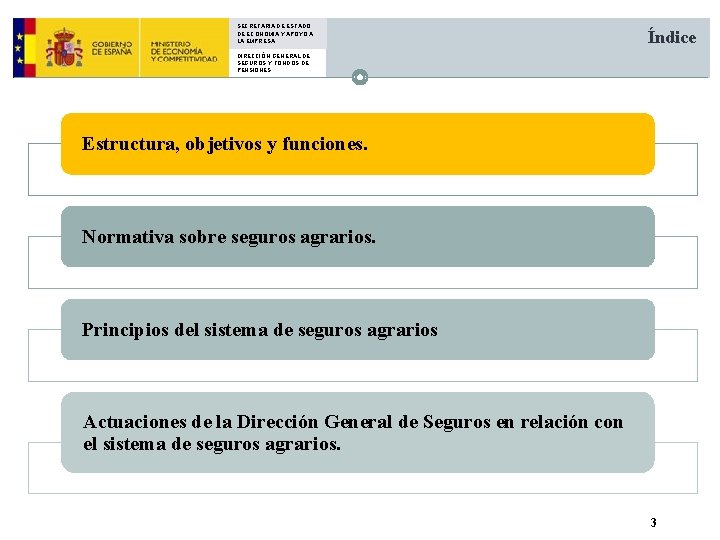 SECRETARIA DE ESTADO DE ECONOMIA Y APOYO A LA EMPRESA Índice DIRECCIÓN GENERAL DE