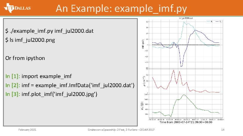 An Example: example_imf. py $. /example_imf. py imf_jul 2000. dat $ ls imf_jul 2000.