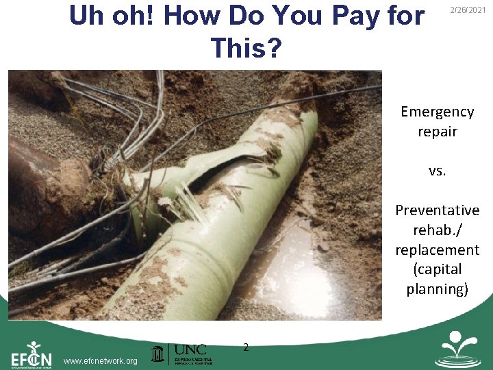 Uh oh! How Do You Pay for This? 2/26/2021 Emergency repair vs. Preventative rehab. Uh oh! How Do You Pay for This? 2/26/2021 Emergency repair vs. Preventative rehab.