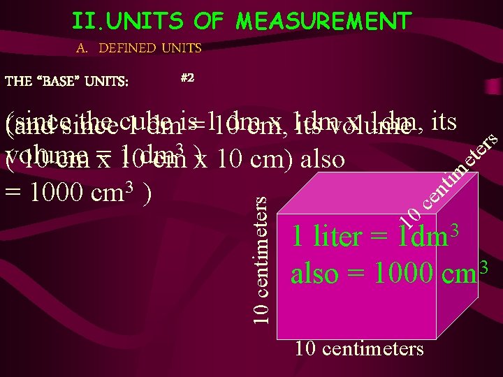 II. UNITS OF MEASUREMENT er nt ce 10 10 centimeters im et (since the