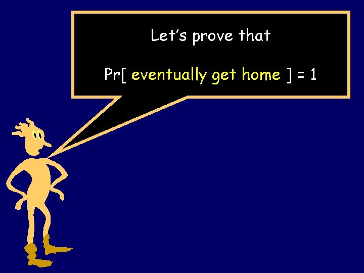 Let’s prove that Pr[ eventually get home ] = 1 