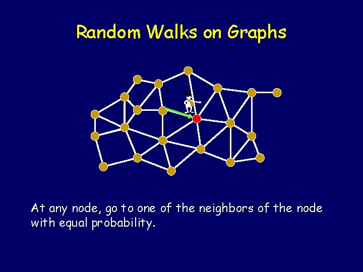 Random Walks on Graphs - At any node, go to one of the neighbors