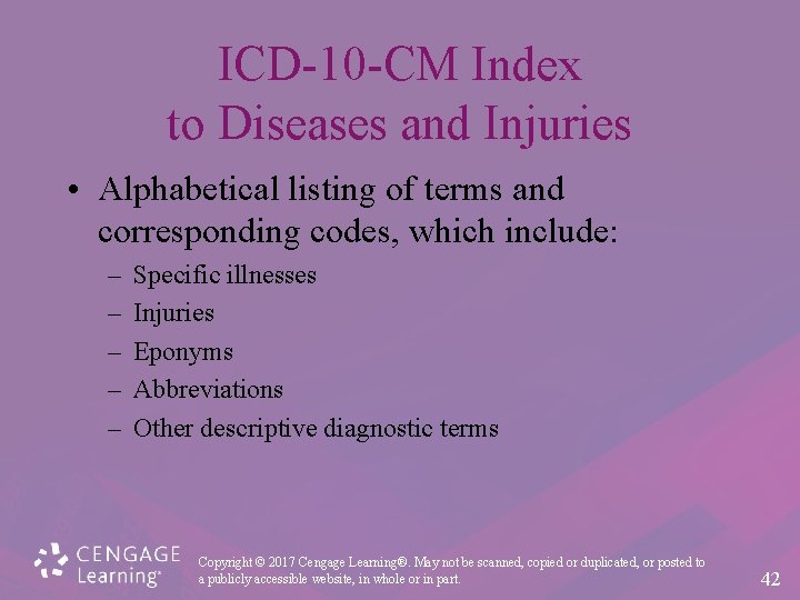 ICD-10 -CM Index to Diseases and Injuries • Alphabetical listing of terms and corresponding