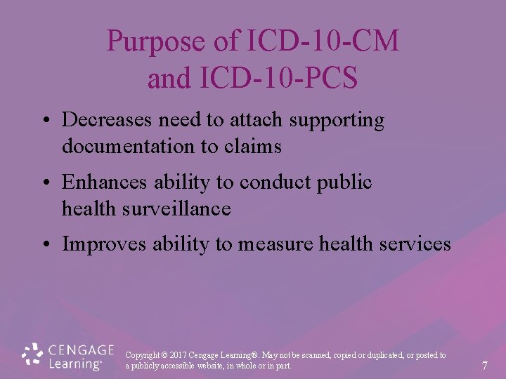 Purpose of ICD-10 -CM and ICD-10 -PCS • Decreases need to attach supporting documentation