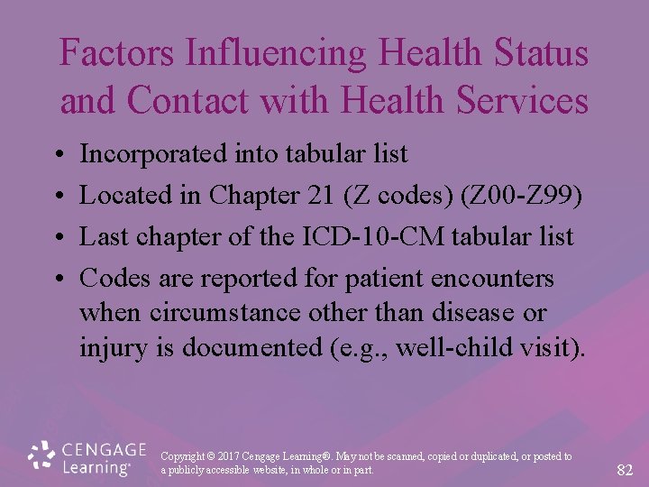 Factors Influencing Health Status and Contact with Health Services • • Incorporated into tabular