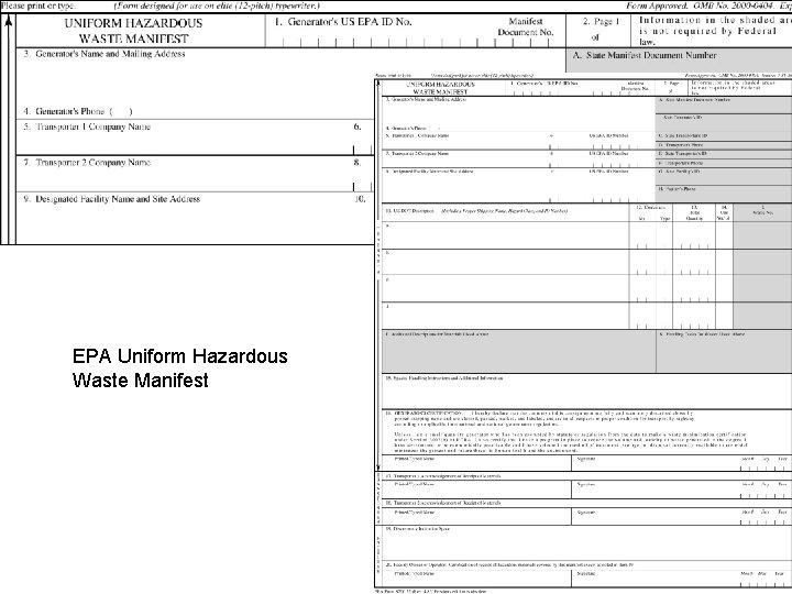 EPA Uniform Hazardous Waste Manifest 