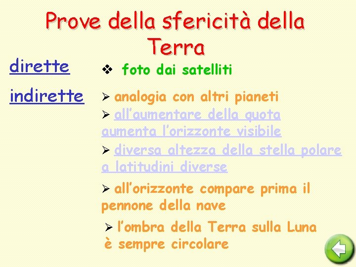 Prove della sfericità della Terra dirette indirette v foto dai satelliti Ø analogia con