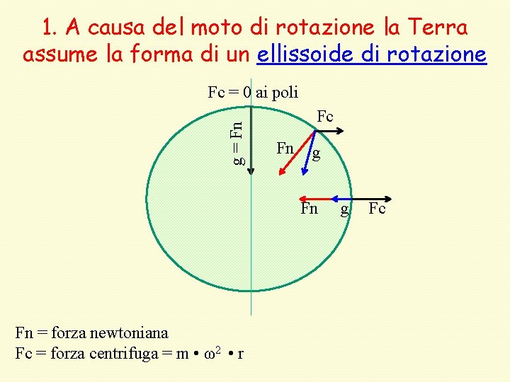 1. A causa del moto di rotazione la Terra assume la forma di un