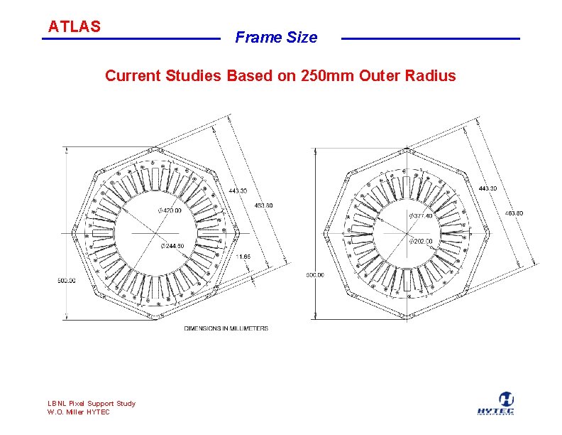 ATLAS Frame Size Current Studies Based on 250 mm Outer Radius LBNL Pixel Support