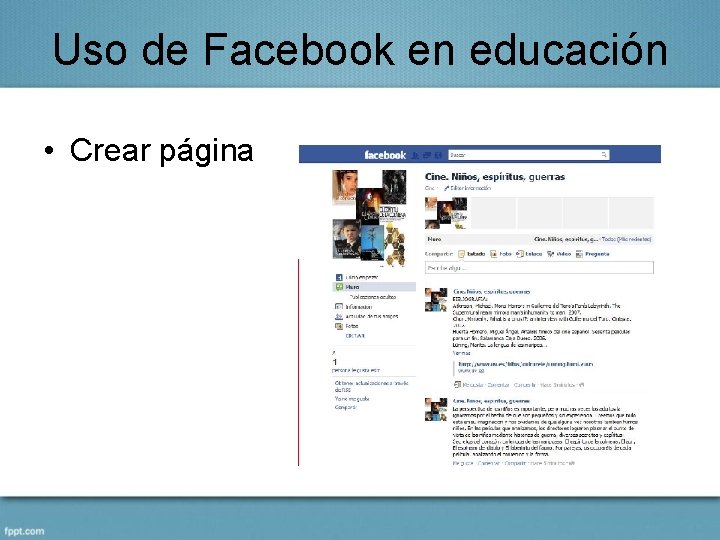 Uso de Facebook en educación • Crear página 