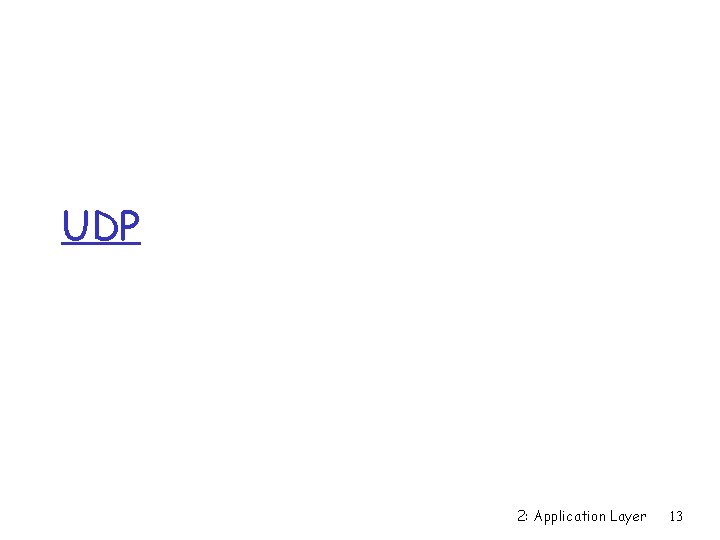 UDP 2: Application Layer 13 