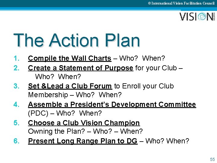 © International Vision Facilitation Council The Action Plan 1. 2. 3. 4. 5. 6.