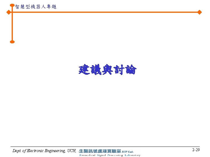 智慧型機器人專題 建議與討論 Dept. of Electronic Engineering, UCH, 2 -29 