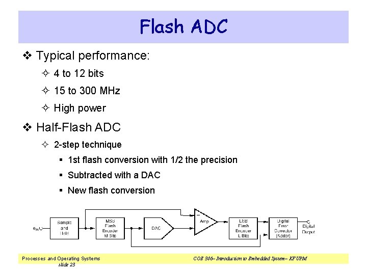 Flash ADC v Typical performance: ² 4 to 12 bits ² 15 to 300