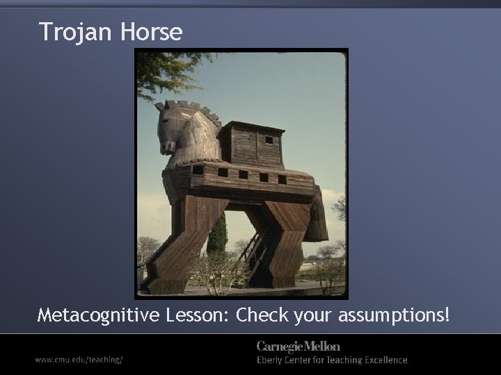 Trojan Horse Metacognitive Lesson: Check your assumptions! 