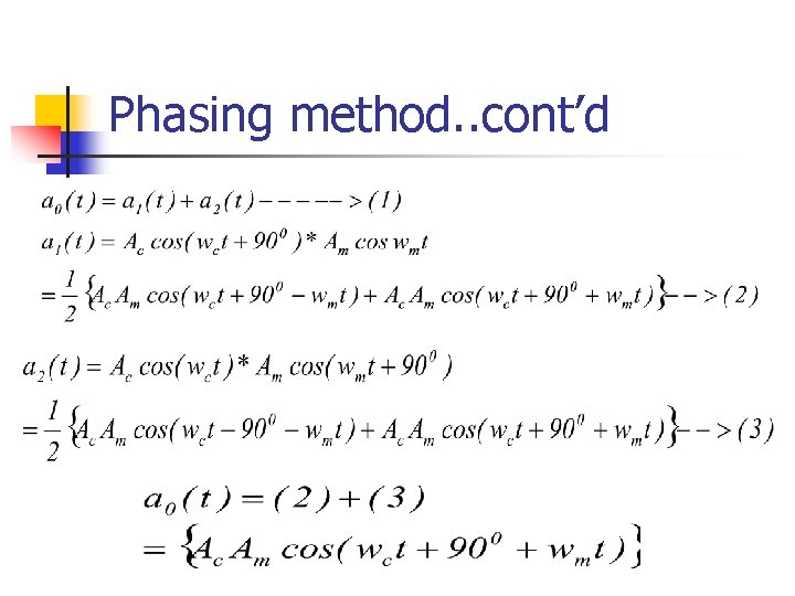 Phasing method. . cont’d 