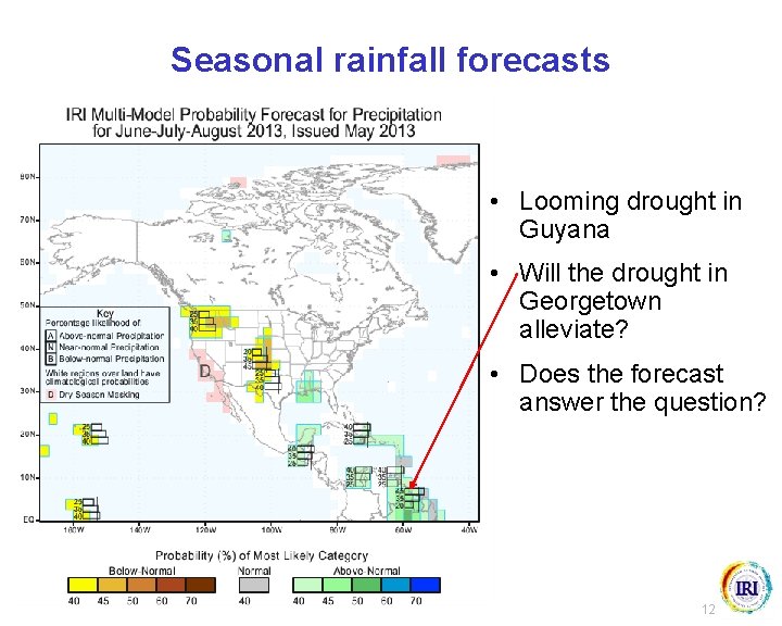 Seasonal rainfall forecasts • Looming drought in Guyana • Will the drought in Georgetown
