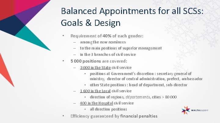 Balanced Appointments for all SCSs: Goals & Design • Requirement of 40% of each