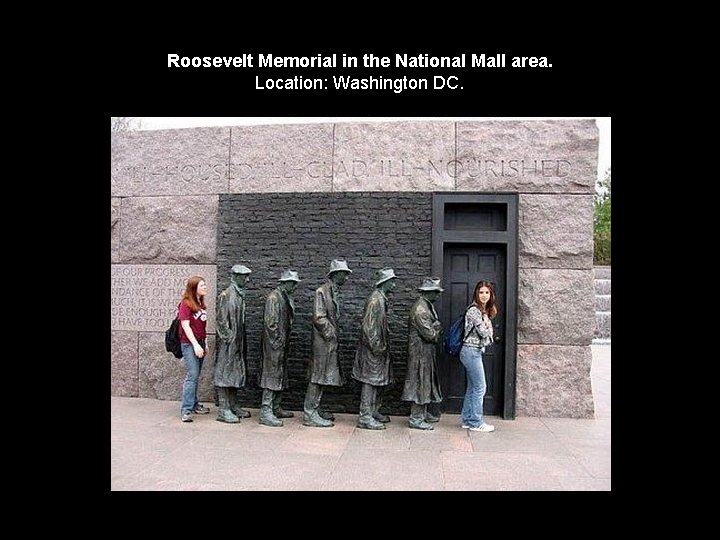Roosevelt Memorial in the National Mall area. Location: Washington DC. 