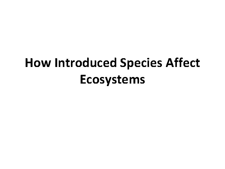 How Introduced Species Affect Ecosystems 