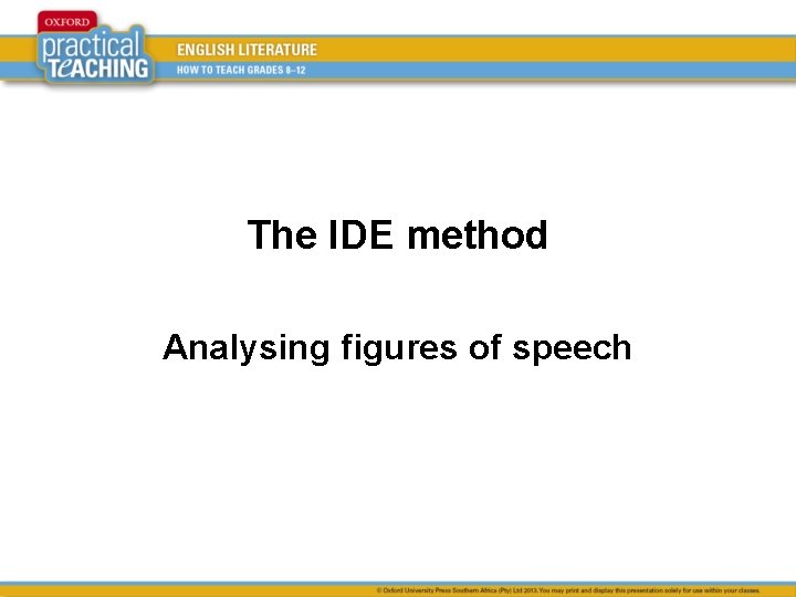 The IDE method Analysing figures of speech 