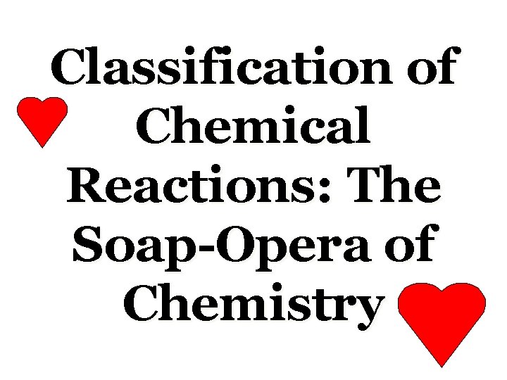 Classification of Chemical Reactions: The Soap-Opera of Chemistry 