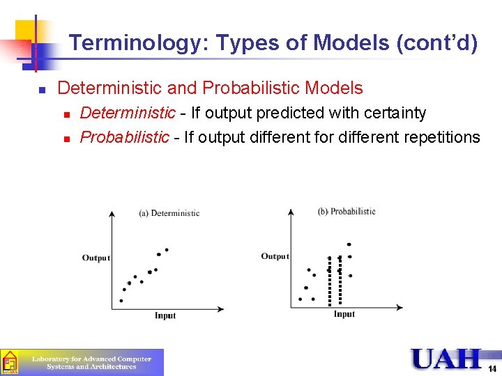 Terminology: Types of Models (cont’d) n Deterministic and Probabilistic Models n n Deterministic -