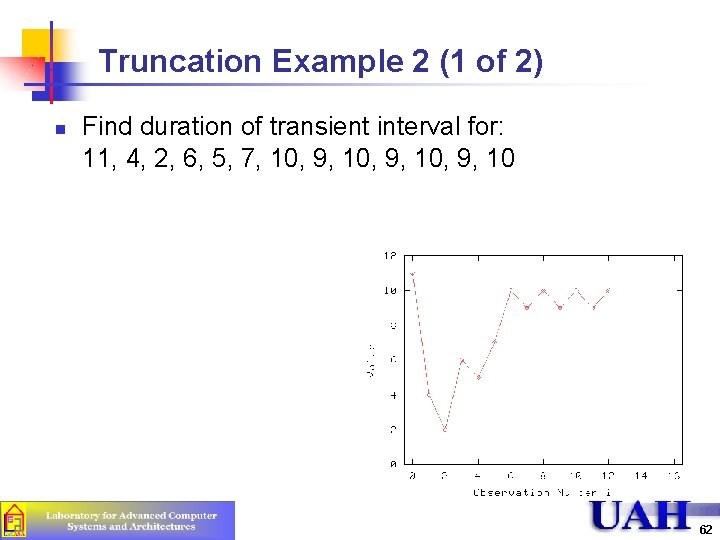 Truncation Example 2 (1 of 2) n Find duration of transient interval for: 11,