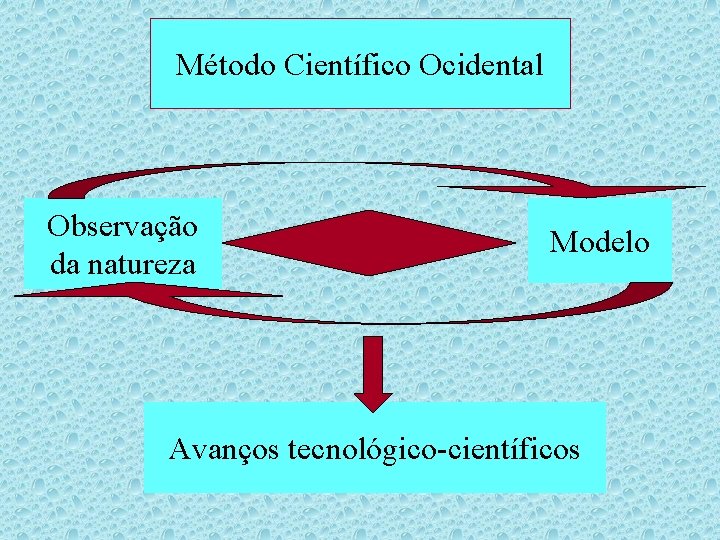 Método Científico Ocidental Observação da natureza Modelo Avanços tecnológico-científicos 