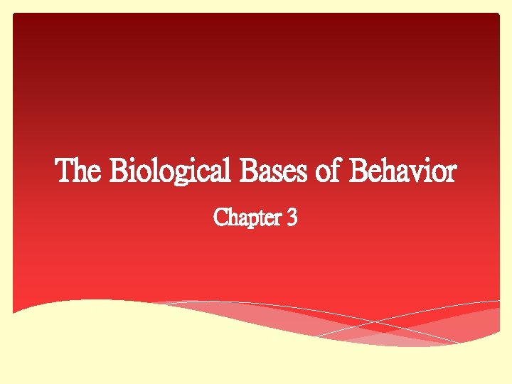 The Biological Bases of Behavior Chapter 3 