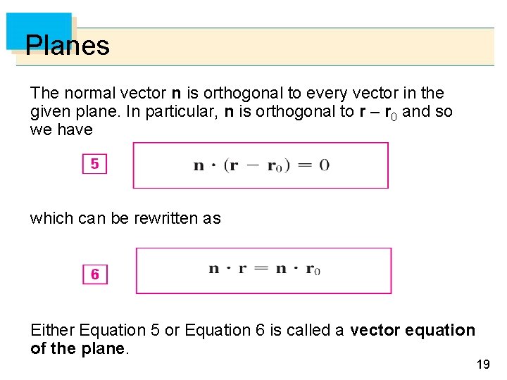 Normal Meaning Direction 12 Vectors and the Geometry of Space Copyright