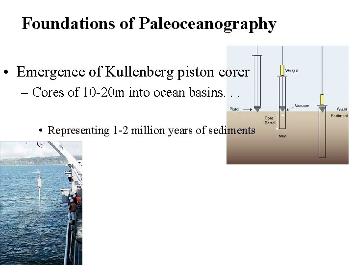 Foundations of Paleoceanography • Emergence of Kullenberg piston corer – Cores of 10 -20