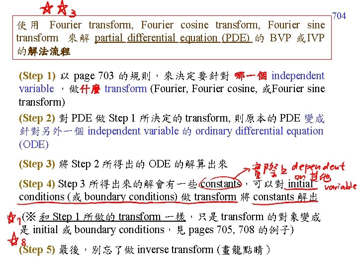 使 用 Fourier transform, Fourier cosine transform, Fourier sine transform 來解 partial differential equation 使 用 Fourier transform, Fourier cosine transform, Fourier sine transform 來解 partial differential equation