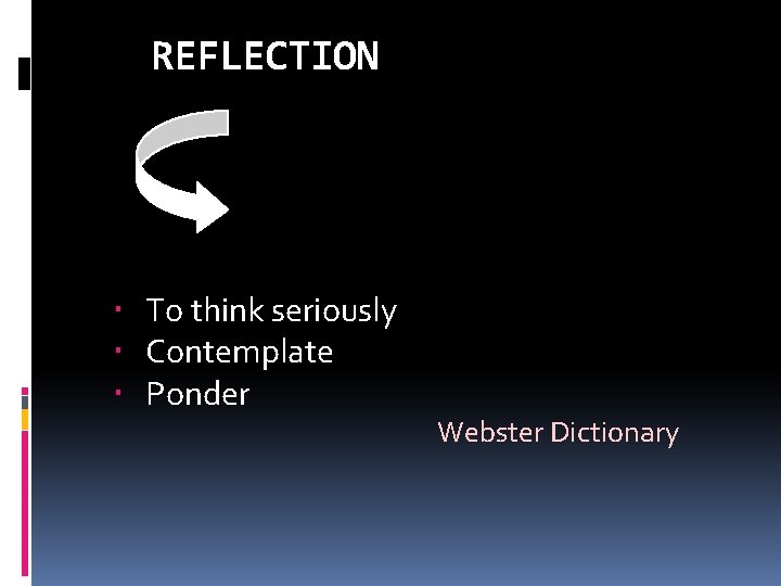 REFLECTION To think seriously Contemplate Ponder Webster Dictionary 