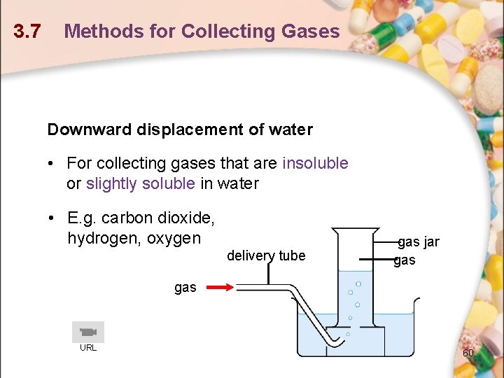3. 7 Methods for Collecting Gases Downward displacement of water • For collecting gases 3. 7 Methods for Collecting Gases Downward displacement of water • For collecting gases