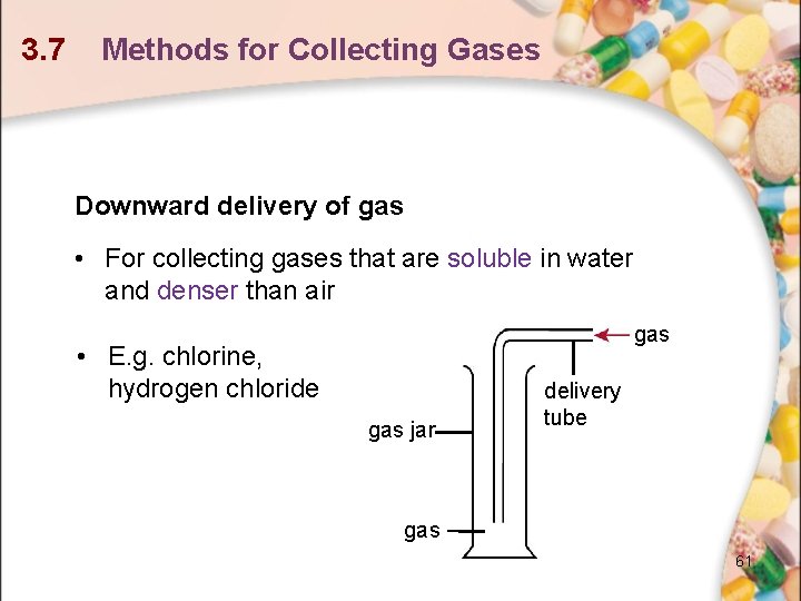3. 7 Methods for Collecting Gases Downward delivery of gas • For collecting gases 3. 7 Methods for Collecting Gases Downward delivery of gas • For collecting gases