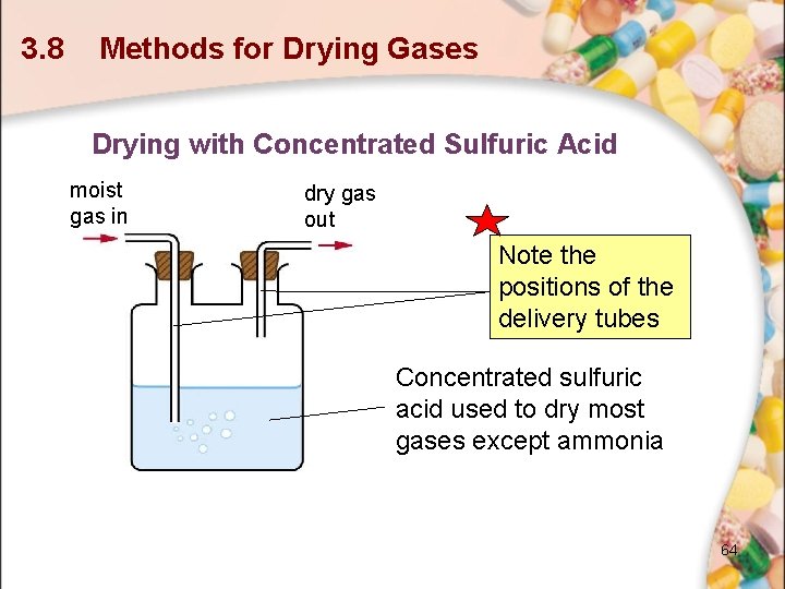 3. 8 Methods for Drying Gases Drying with Concentrated Sulfuric Acid moist gas in 3. 8 Methods for Drying Gases Drying with Concentrated Sulfuric Acid moist gas in