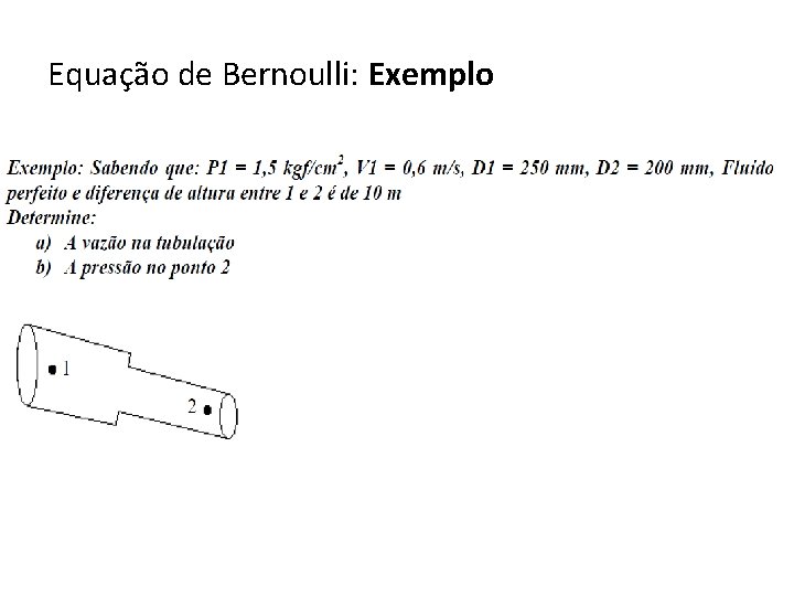 Equação de Bernoulli: Exemplo Equação de Bernoulli: Exemplo