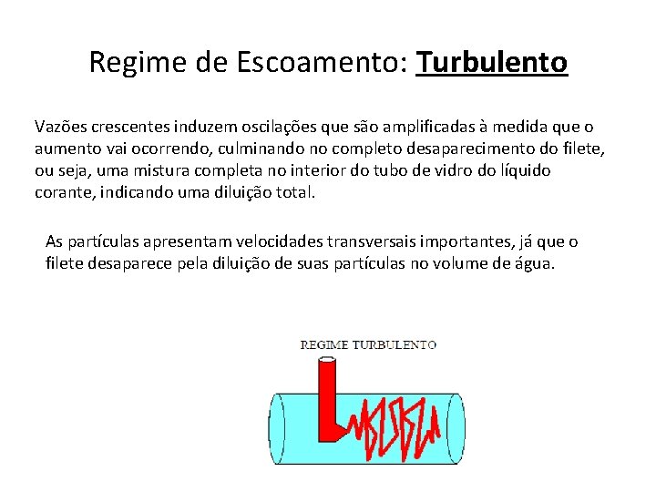 Regime de Escoamento: Turbulento Vazões crescentes induzem oscilações que são amplificadas à medida que Regime de Escoamento: Turbulento Vazões crescentes induzem oscilações que são amplificadas à medida que
