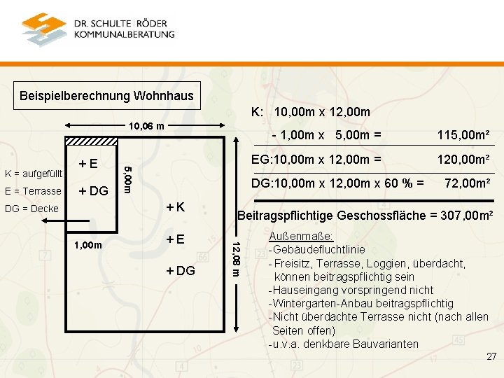 Beispielberechnung Wohnhaus K: 10, 00 m x 12, 00 m 10, 06 m E