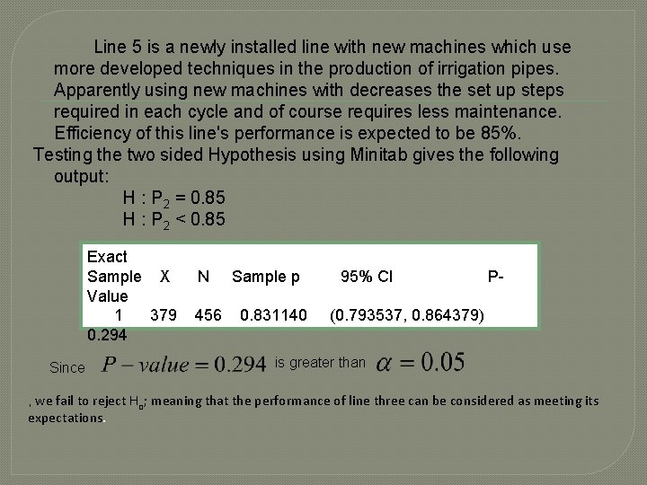  Line 5 is a newly installed line with new machines which use more