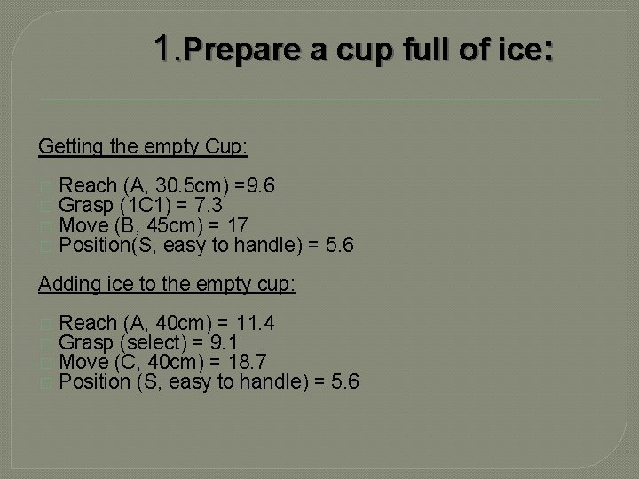  1. Prepare a cup full of ice: Getting the empty Cup: � �
