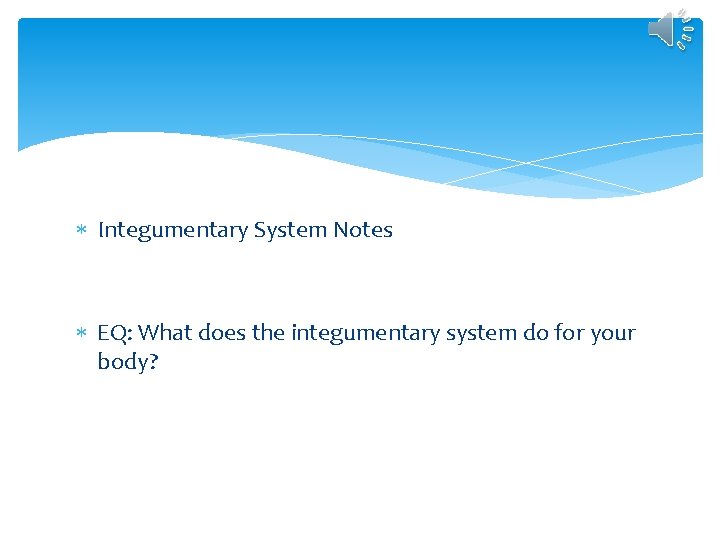  Integumentary System Notes EQ: What does the integumentary system do for your body?