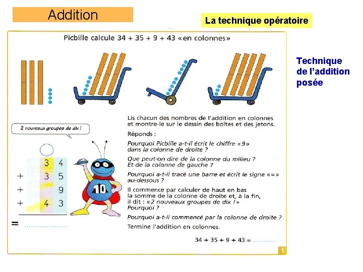 Addition La technique opératoire Technique de l’addition posée 