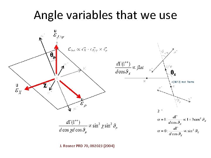 Angle variables that we use qm q. X X(3872) rest frame J. Rosner PRD Angle variables that we use qm q. X X(3872) rest frame J. Rosner PRD