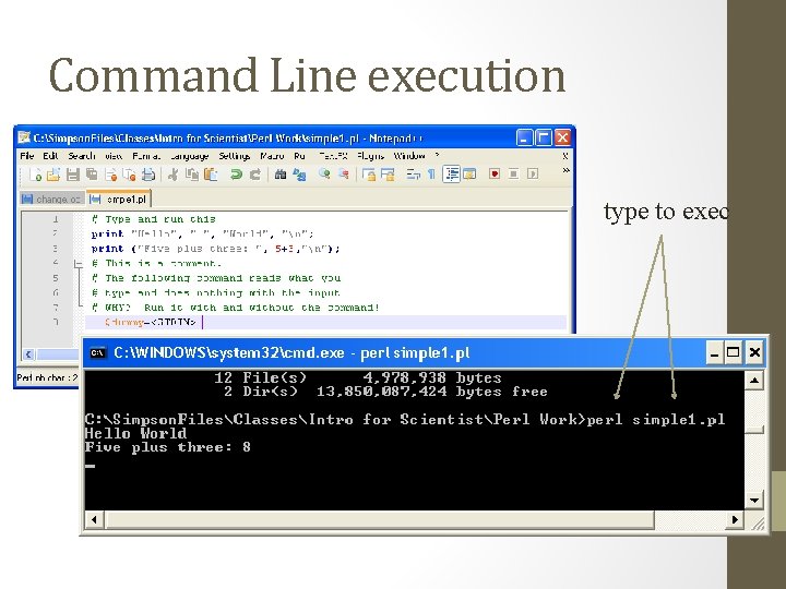 Command Line execution type to exec 